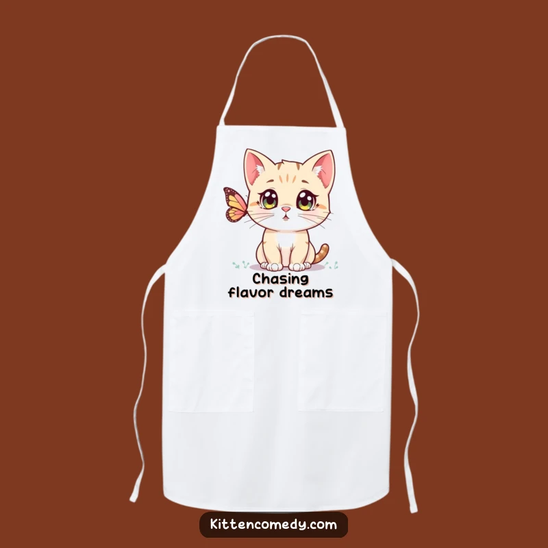 Funny Kawaii Kitten Apron: Cute Cat Cooking, Butterfly Fun, Kitchen Gift!