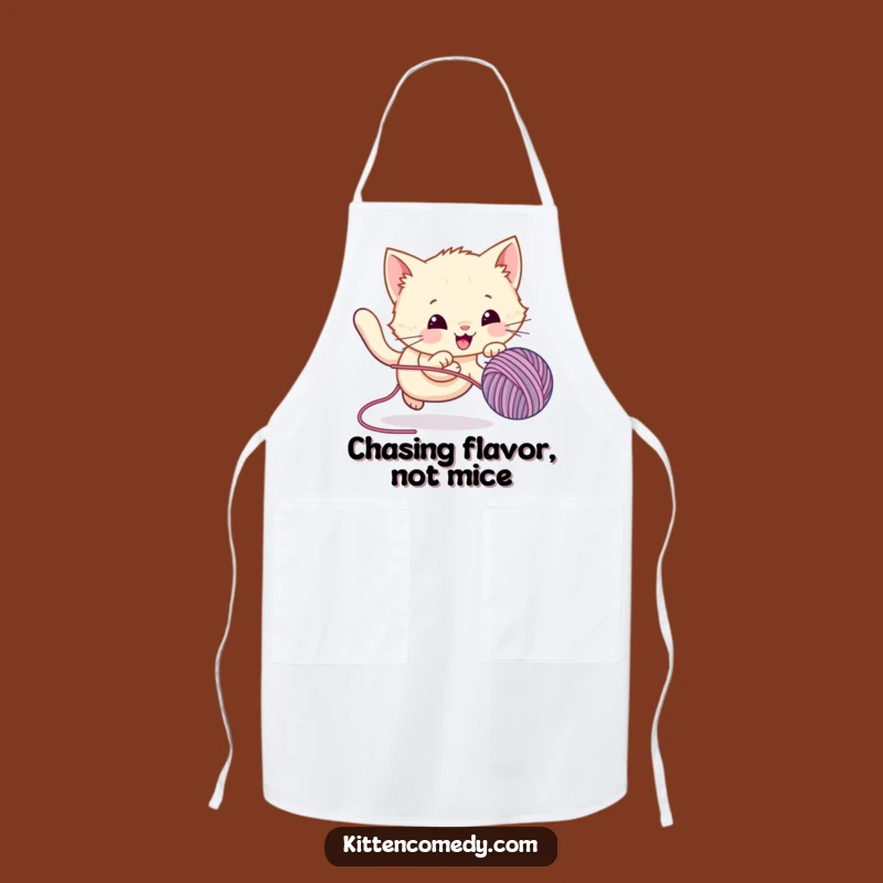Cook up some laughs! This funny apron features a kawaii kitten's yarn-astic culinary adventure. Protects your clothes with purr-fect style.