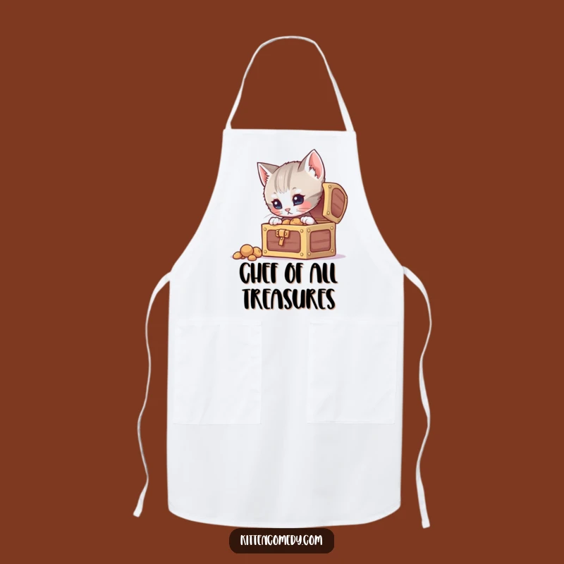 Funny Curious Kitten Treasure Apron, Cook Up Some Fun