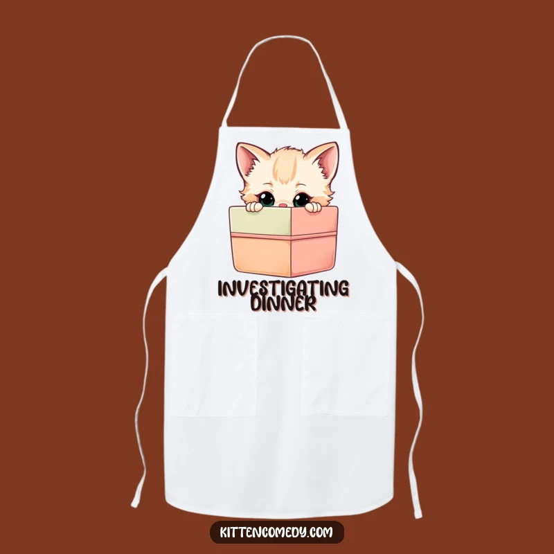 Funny Kitten Gift Box Apron - Humorous Kitchen Wear for Playful Cooks