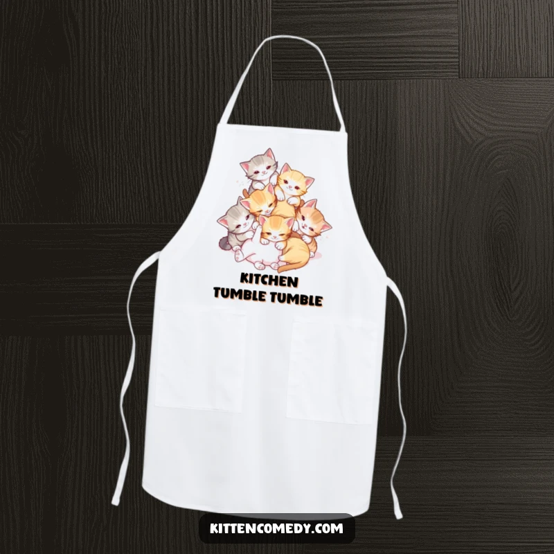 Funny Tumble Kittens Apron: Kittens playfully tumbling, making a cute and funny gift for cooks.
