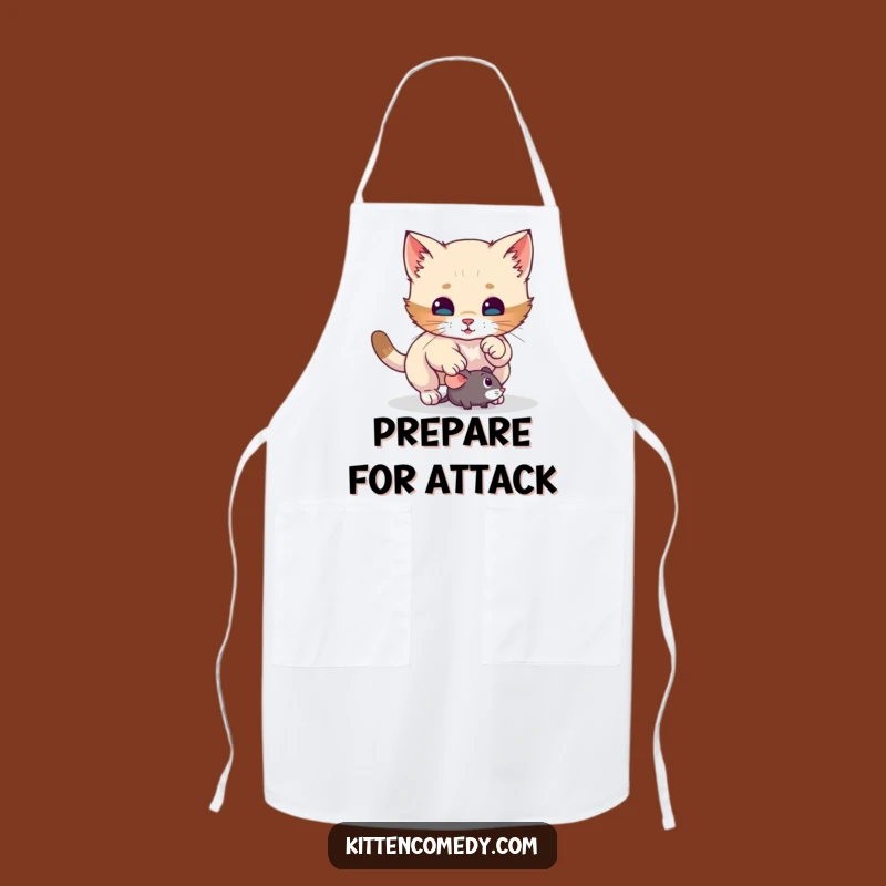 Funny Kitten Pounce Apron: Hilarious Chef's Cat Gift for Kitchen Fun