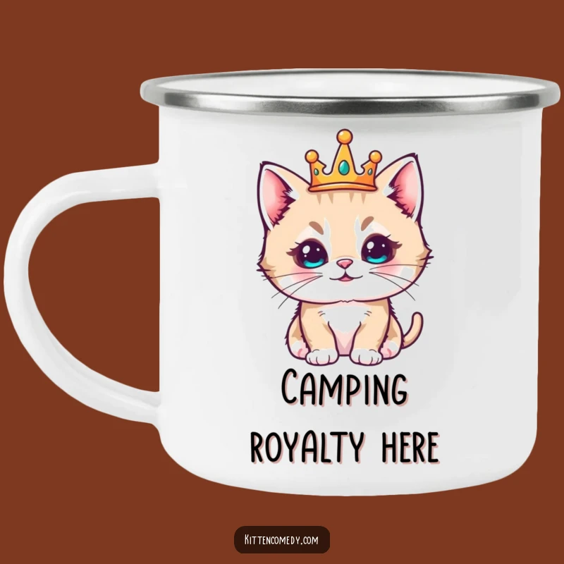 Funny Kawaii Kitten Crown Camping Mug - Regal Pleased Outdoor Gear