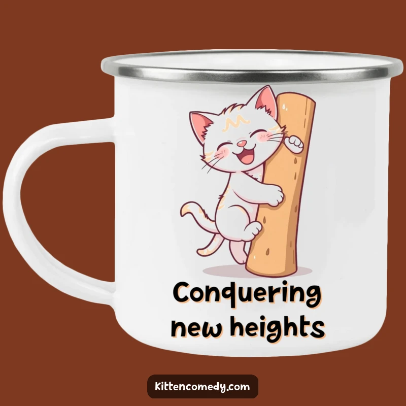 Funny Climbing Kitten Camping Mug: Your Outdoor Adventure Companion!