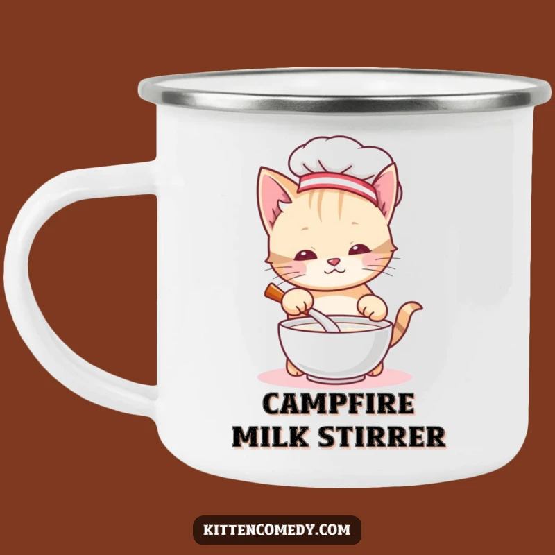 Funny Chef Kitten Camping Mug: Adventure Fuelled by Laughter, A Great Gift!