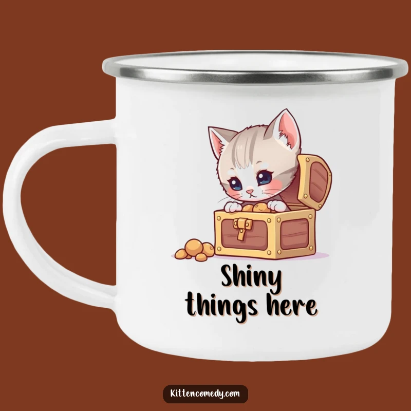 Funny Curious Kitten Treasure Camping Mug, Adventure in Every Sip