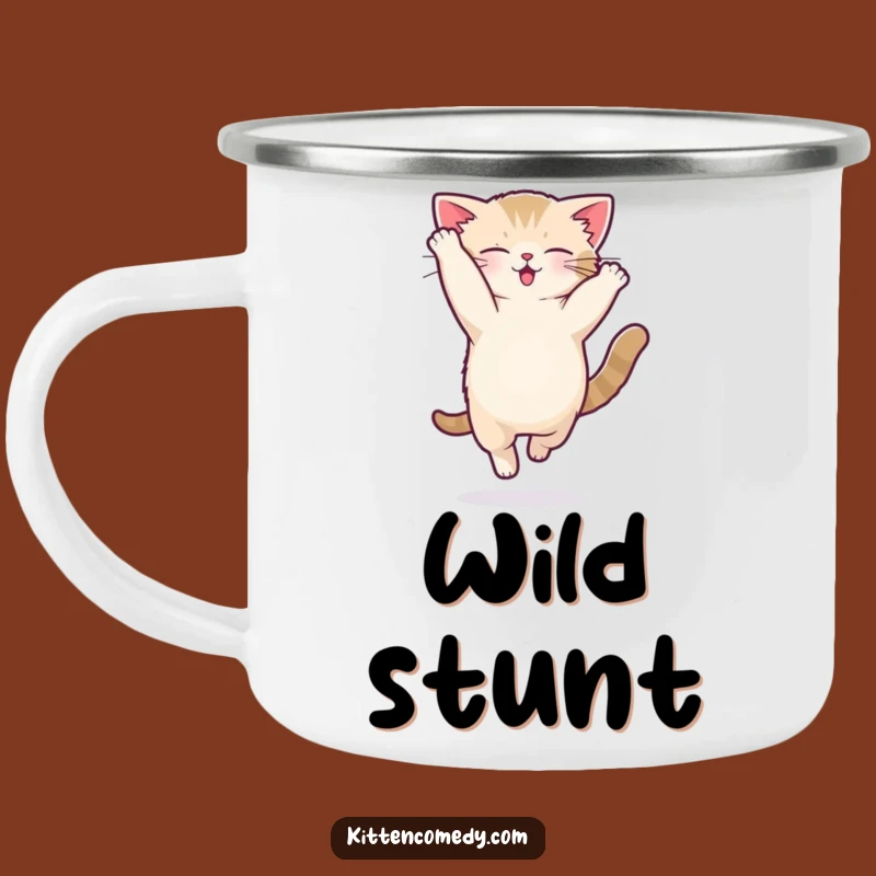 Funny Kawaii Kitten Acrobat Flip Enamel Camping Mug - Energetic Outdoor Gift