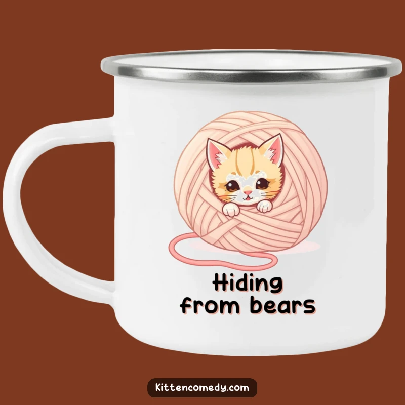 Funny Kitten Hiding Camping Mug: Adventure Ready & Humorous Cat Gift