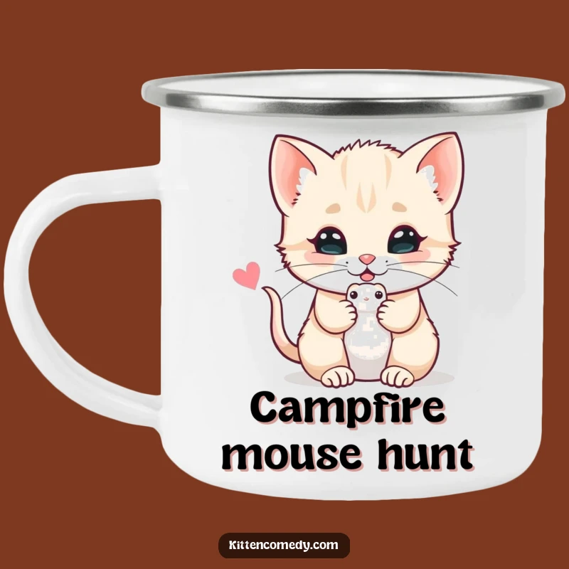 Funny Kitten Mouse Camping Mug: Cozy Camp Vibes, Gift!