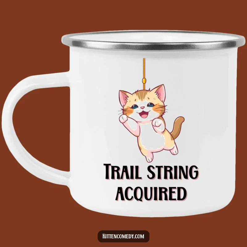 Funny Kitten Pouncing Camping Mug: Adventure Ready & Humorous Cat Gift