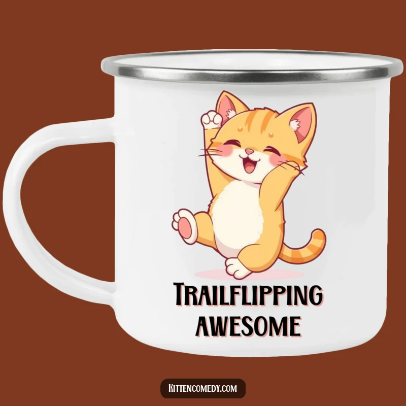 Funny Kitten Somersault Camping Mug - Durable & Hilarious for Joyful Adventures