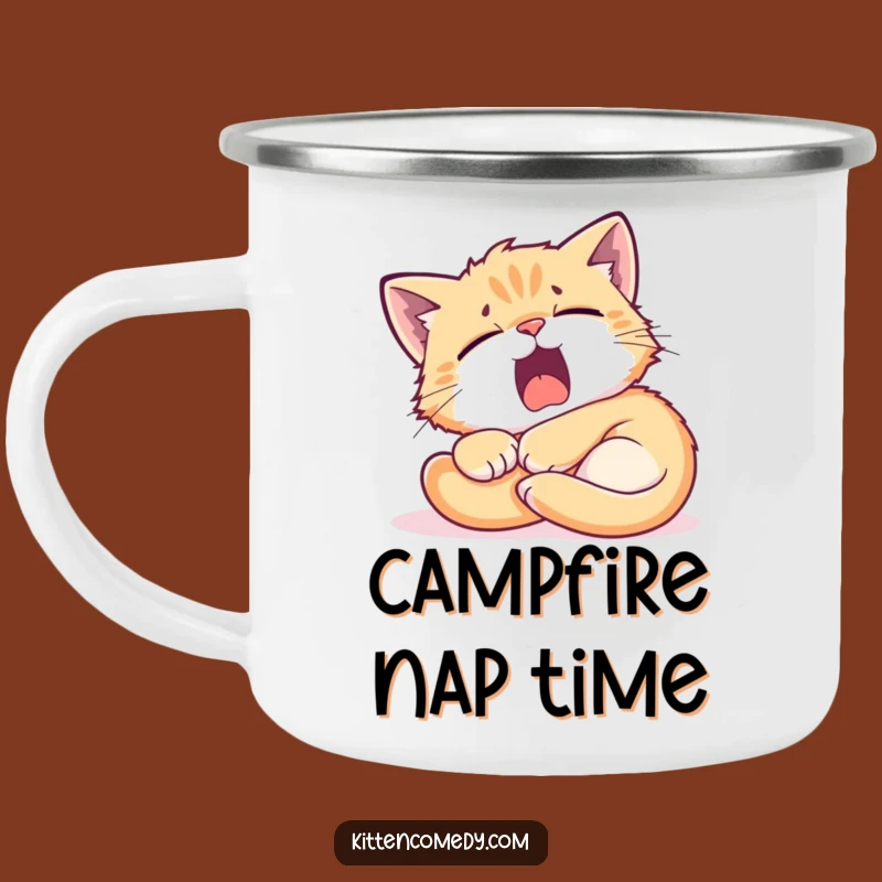 Funny Kitten Sunbeam Camping Mug - Durable & Hilarious for Relaxed Campers