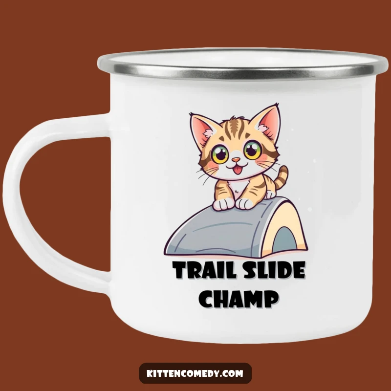 Funny Sliding Kitten Camping Mug - Adventure in Hand, A Great Gift!