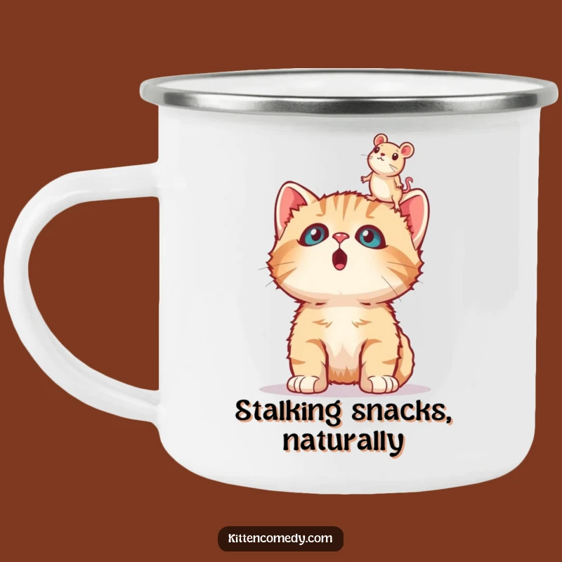 Funny Surprised Kitten Camping Mug, Adventure Fuel with a Laugh