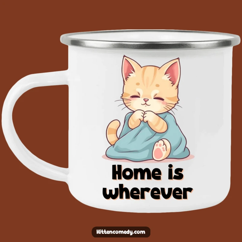 Funny Kneading Kitten Camping Mug: Sip Comfortably Outdoors!