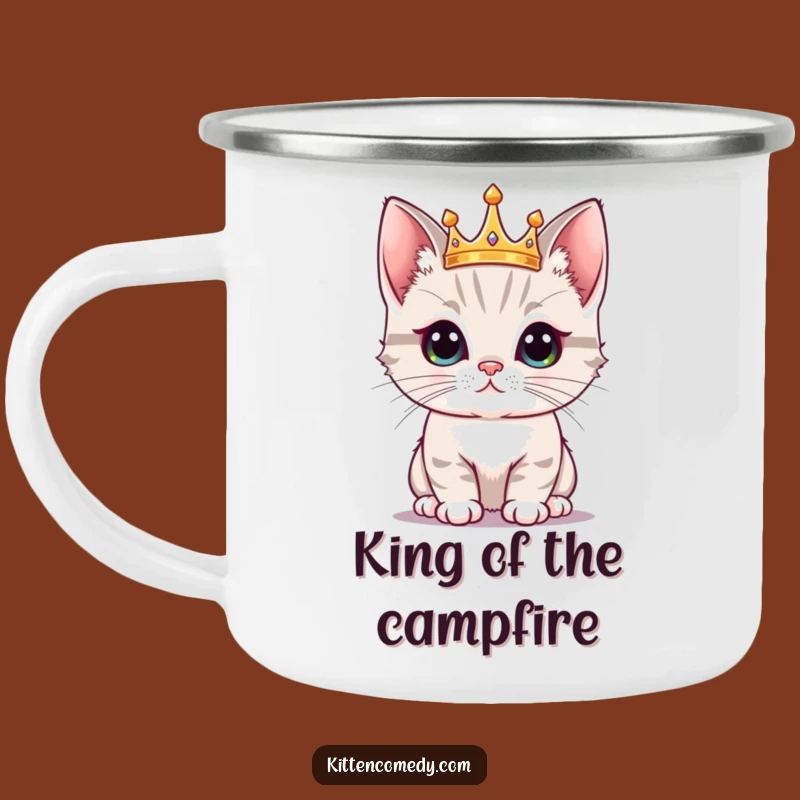 Funny Kawaii Kitten Crown Camping Mug: Regal Adventures, Great Funny Gift