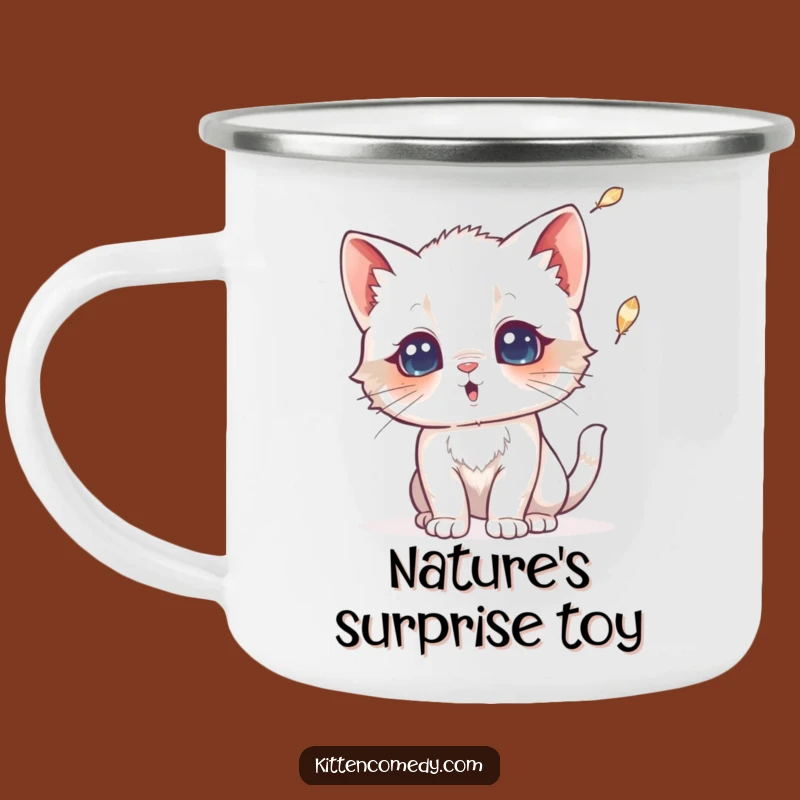 Funny Surprised Kitten Camping Mug: Sip with Feline Astonishment!