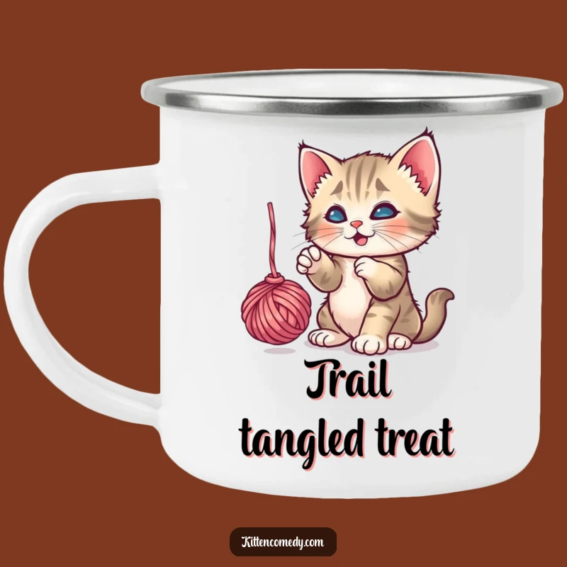 Funny Playful Kitten Yarn Camping Mug: Fun Adventures, Great Funny Gift