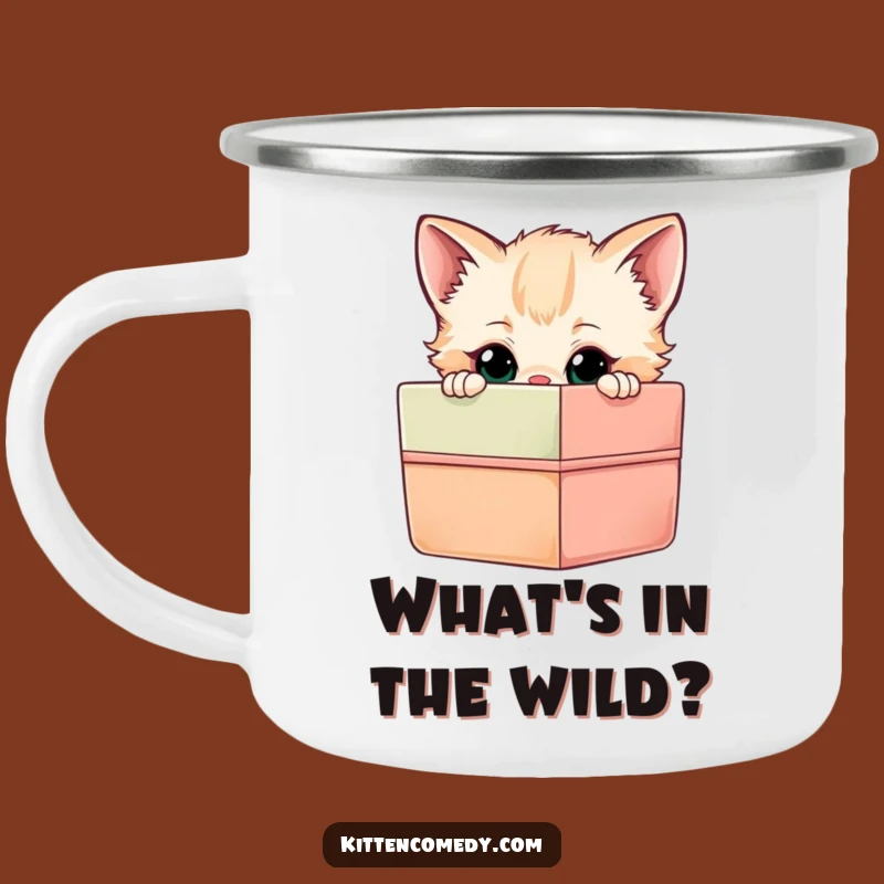 Funny Kitten Gift Box Camping Mug - Durable & Hilarious for Curious Campers
