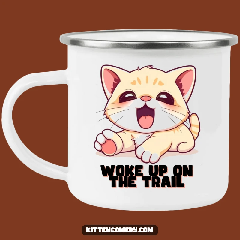 Funny Kawaii Kitten Yawn Camping Mug - Sip & Relax Outdoors Gift