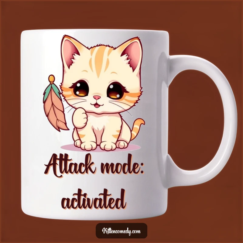Funny Kawaii Kitten Feather Batting Mug: Adorable & Playful Gift for Cat Lovers