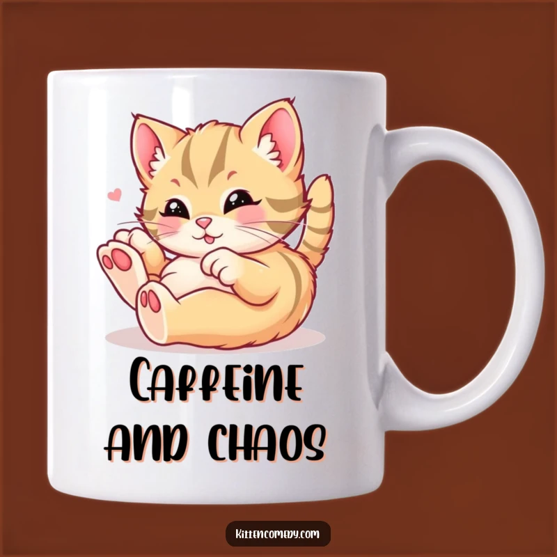 Funny Kawaii Kitten Mug - Rolling in Delight, Perfect Playful Cat Gift