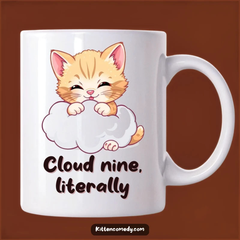 Funny Cheerful Kitten Cloud Mug, Whimsical and Hilarious Gift for Dreamers