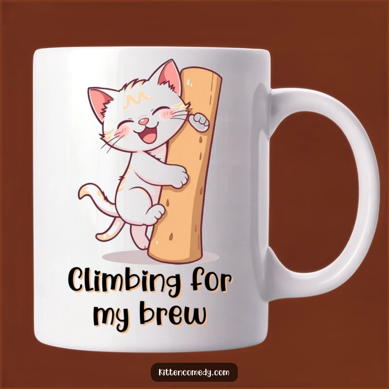 Funny Climbing Kitten Mug: Hilarious Feline Fun for Cat Lovers!