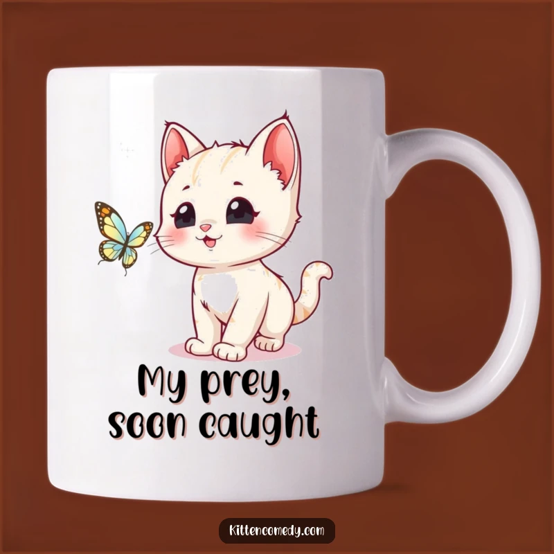 Funny Kawaii Kitten Butterfly Chase Mug: A Purrfectly Hilarious Gift!