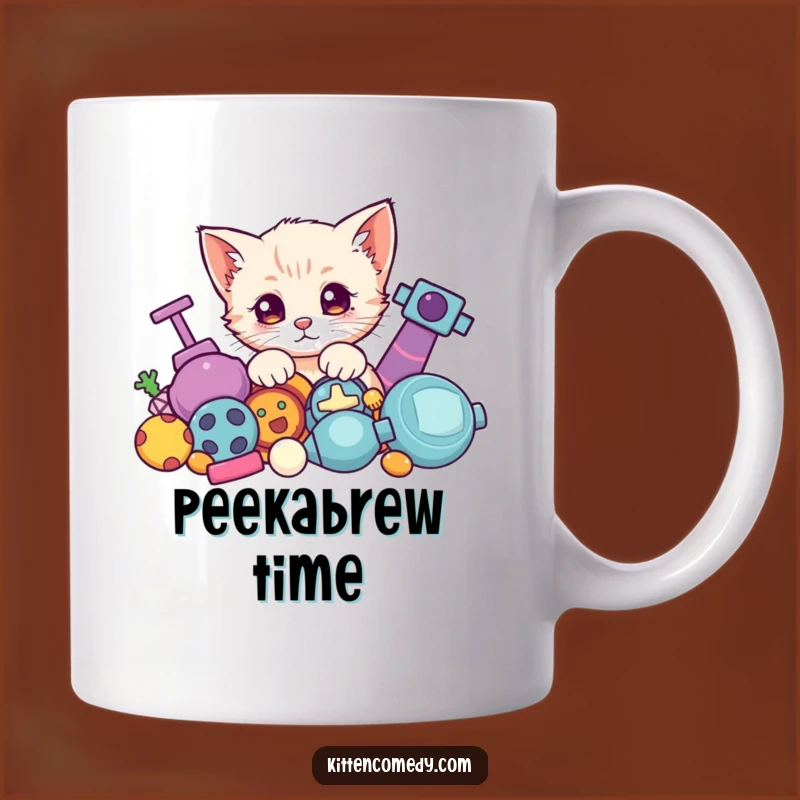 Start your day with a dose of adorable curiosity from this Kawaii kitten peeking out. A charming and funny gift for any cat lover.
