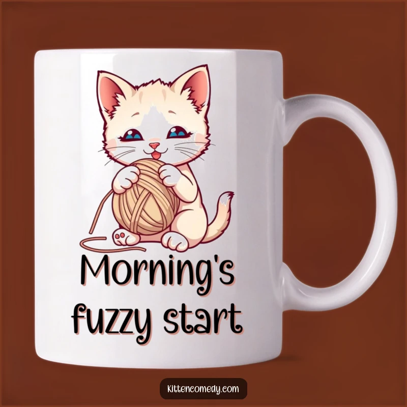 Funny Kitten Yarn Ball Mug: Playful Cat Batting Gift, Hilarious Feline Fun Cup