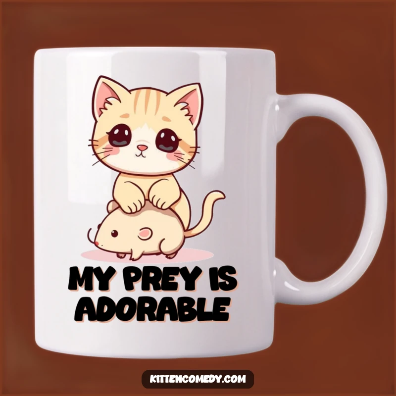 Funny Kawaii Kitten Mug: Playful Kitty with Toy Mouse, Perfect Gift for Cat Lovers!