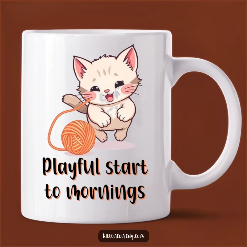 Funny Kawaii Kitten Yarn Ball Mug: Playful & Humorous Gift
