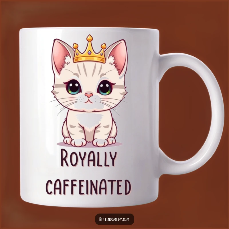 Funny Kawaii Kitten Crown Mug: Proudly Display Your Regal Humor, Perfect Funny Gift