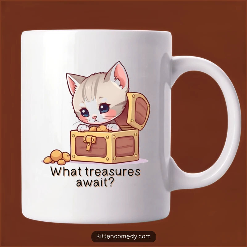 Funny Curious Kitten Treasure Mug, Uncover Laughs with This Gift