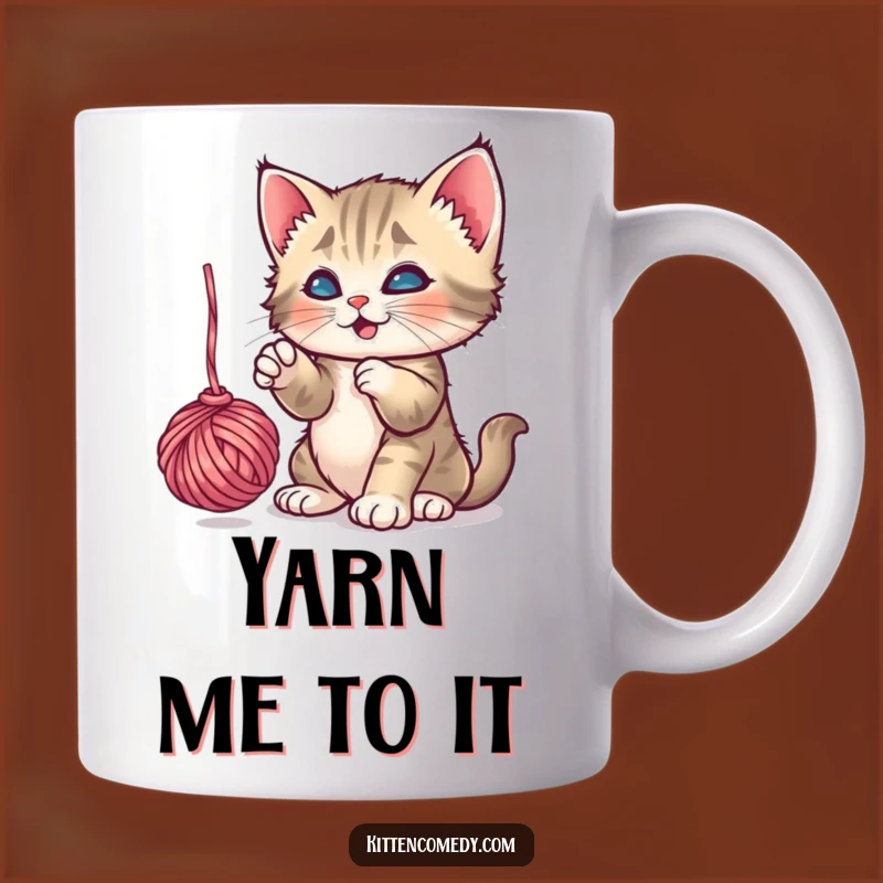 Funny Playful Kitten Yarn Mug: Hilarious Gift for Cat Lovers Who Love Fun