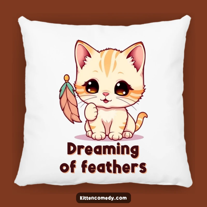 Funny Kawaii Kitten Feather Pillow: Cozy & Cute Cat Lover Accent Gift