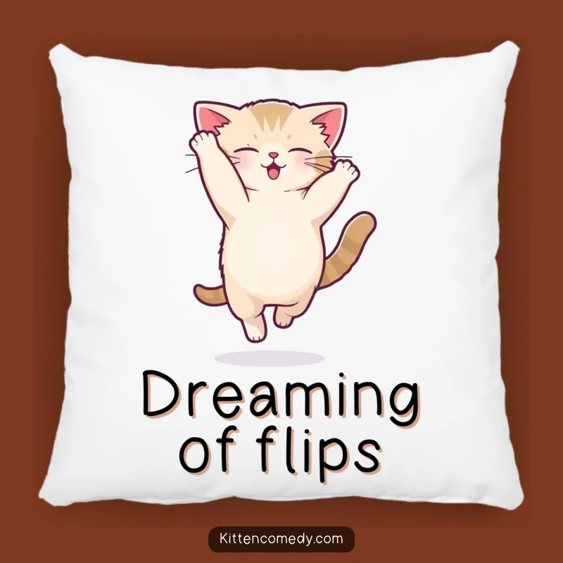 Funny Kawaii Kitten Acrobat Flip Pillow - Soft and Energetic Decorative Cushion Gift