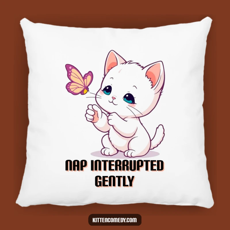 Funny Kawaii Kitten Butterfly Pillow: Cozy & Gentle Cat Accent Gift