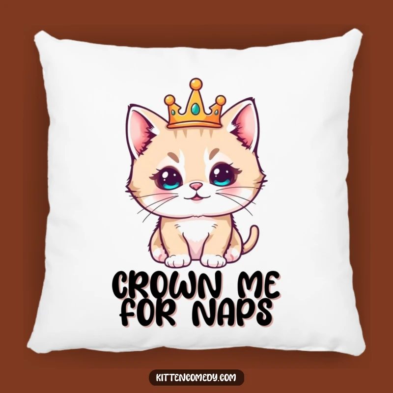 Funny Kawaii Kitten Crown Pillow - Comfy Royal Comfort