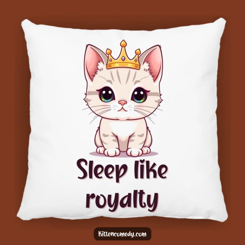 Funny Kitten Crown Pillow: Cozy Royalty, Perfect Cuddly Funny Gift