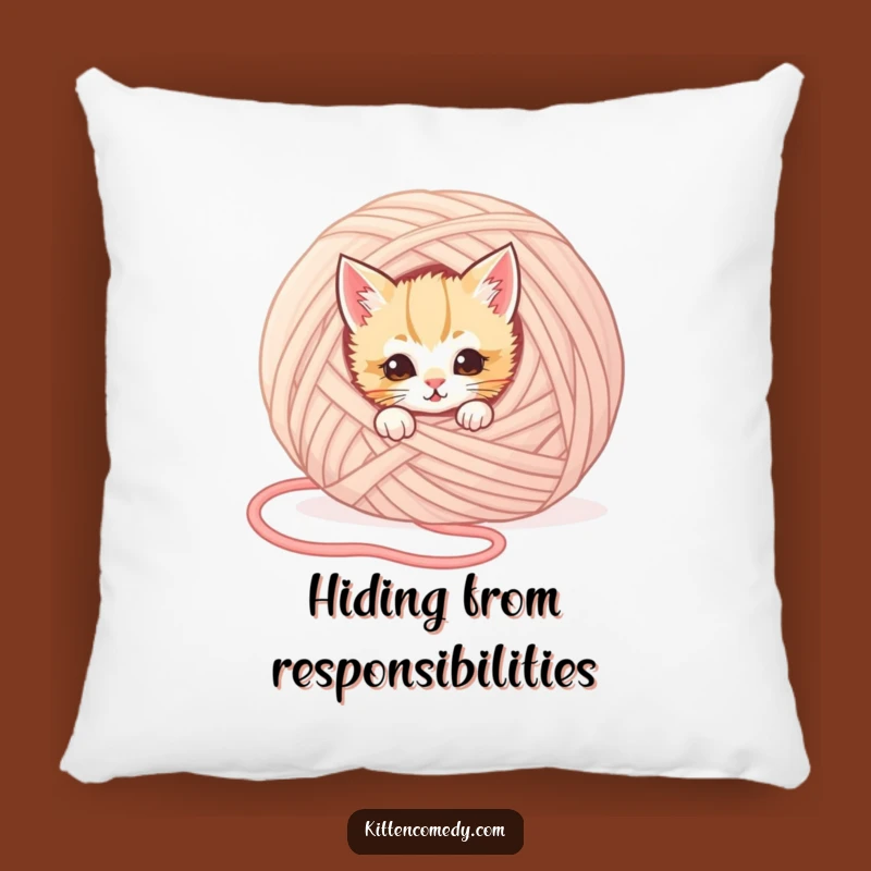 Funny Kitten Hiding Pillow: Cozy & Humorous Cat Accent Pillow