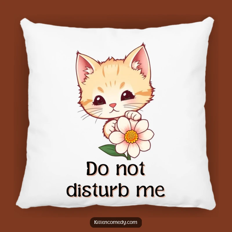 Add a touch of kawaii charm and humor to your home with this funny kitten pillow. The curious cat peeking from behind a flower is sure to delight. A great funny gift!