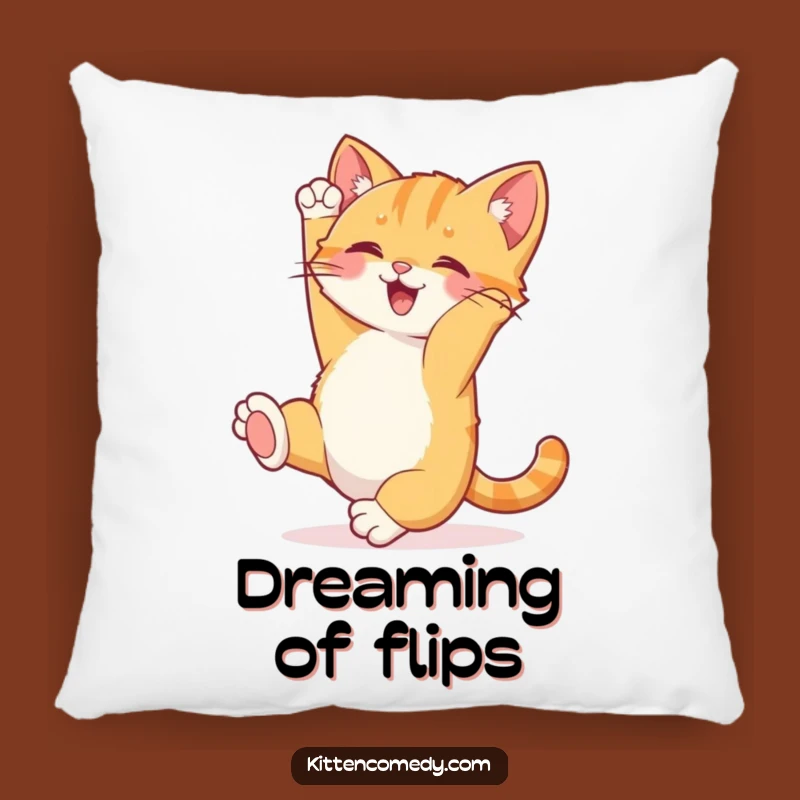 Funny Kitten Somersault Pillow - Soft & Humorous Comfort for Joyful Spaces