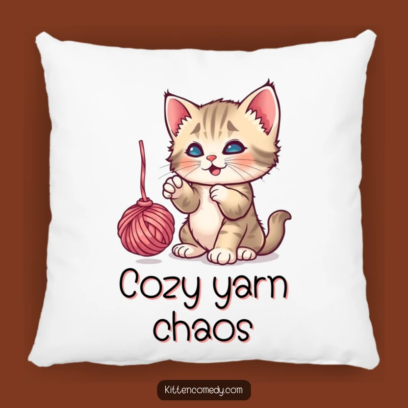 Funny Kitten Yarn Pillow: Cozy Playfulness, Perfect Cuddly Funny Gift