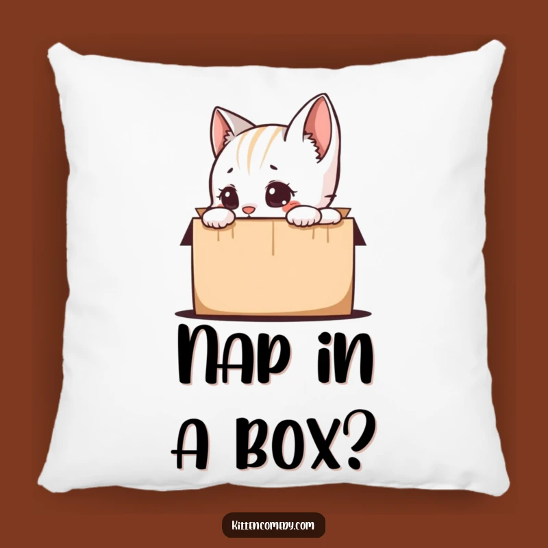 Funny Kitten Peeking in Box Pillow - Cozy & Humorous Home Decor