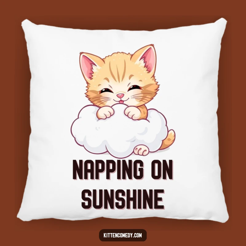 Funny Cheerful Kitten Cloud Pillow, Soft Comfort and Dreamy Vibes
