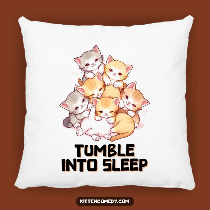 Funny Tumble Kittens Pillow: Cozy Chaos, Perfect Cuddly Funny Gift