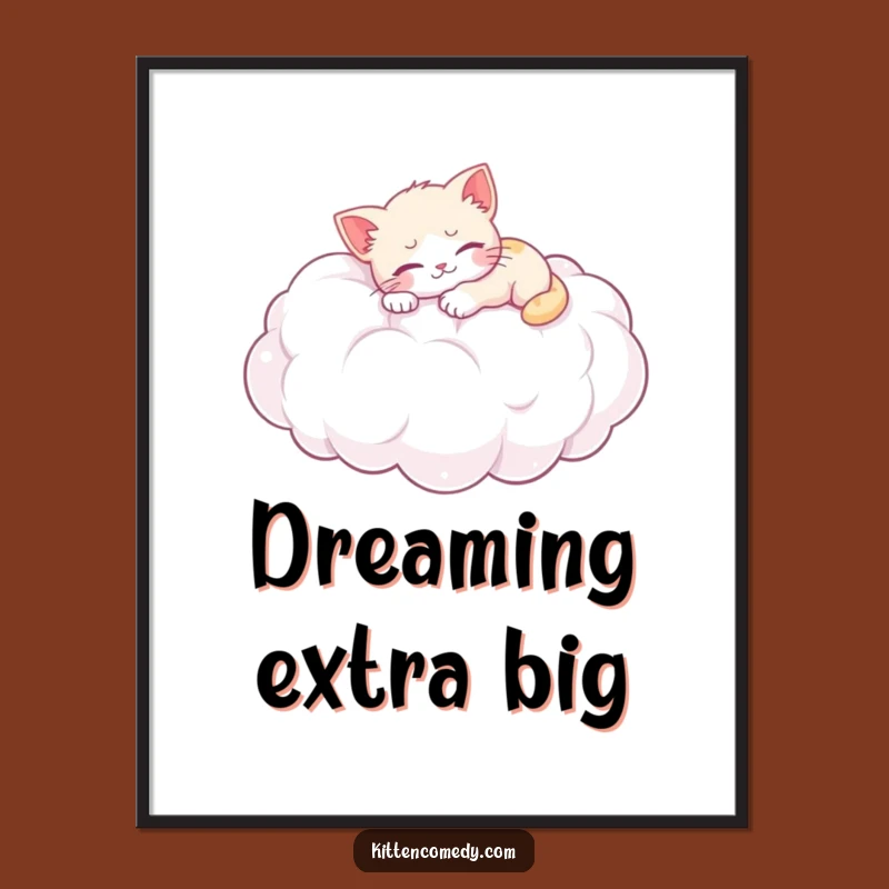 Funny Kitten Cloud Nap Digital Print: Instant Download Art for Dreamy Spaces