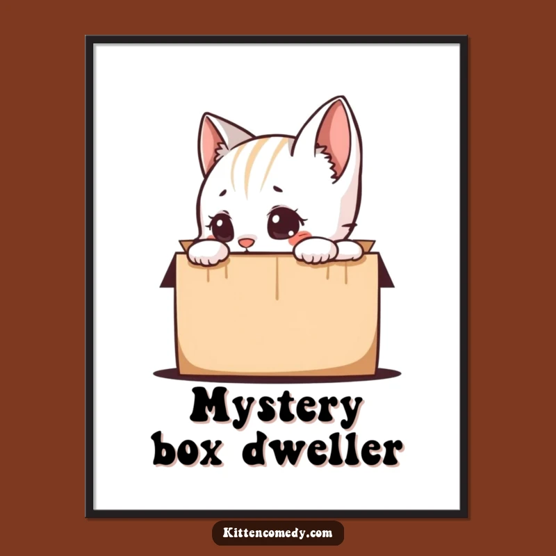 Funny Kitten Peeking in Box Digital Art - Instant Humorous Decor Download